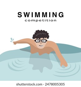 Swimming Competition Illustration. Swimming Pool. Vector Illustration.