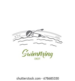 Swimming Concept Hand Drawn Man Swimming Stock Vector (Royalty Free ...