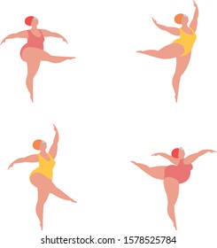 Swimming dance fat cartoon vector 