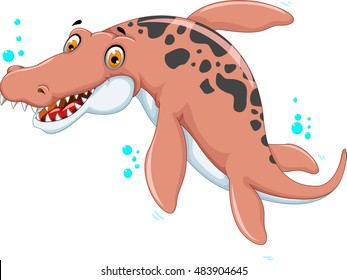 Swimming dinosaur cartoon for you design