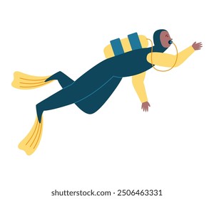 swimming diver underwater activity isolated