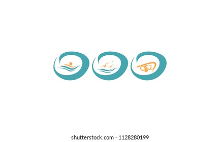 swimming diving equipment logo icon vector