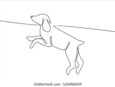 Swimming dog. Continuous line