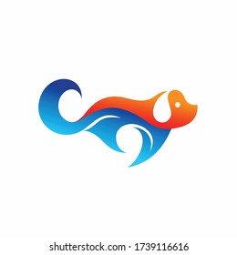 Swimming Dog Vector Logo, Dog Logo Design