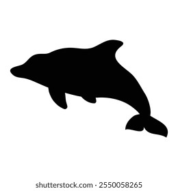 Swimming Dolphin Icon in Ocean for Wildlife and Nature