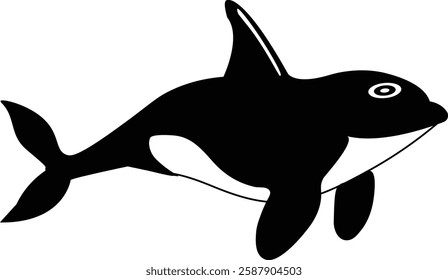 Swimming Dolphin silhouette vector style with white background.