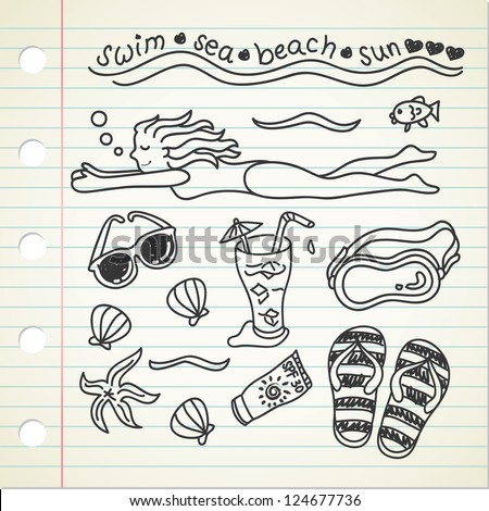 Swimming Doodle Stock Vector (Royalty Free) 124677736 - Shutterstock