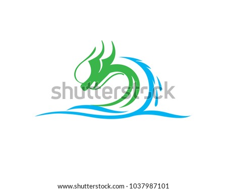 Swimming dragon illustration