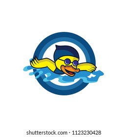 Swimming duck logo vector design template