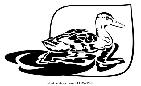 swimming duck silhouette