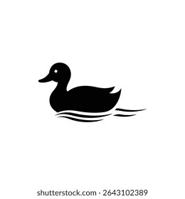 Pato de natação com trilha de água em habitat natural