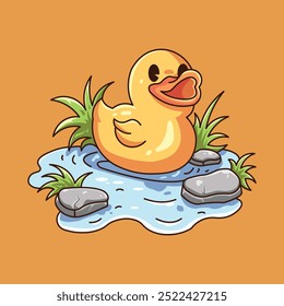 Patos de natación - linda ilustración