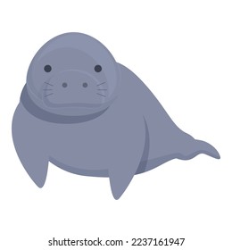 Swimming dugong icon cartoon vector. Sea ocean. Cute mammal