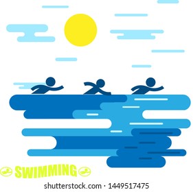 Swimming. Swimming emblem. Synchronized swimming. Summer rest. Swimming is a sport. Vector illustration