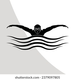 Swimming Eps, Swimmer Monogram Silhouette, Swimmer Cut File, Diving Clipart, Cricut Cut File, Digital Download, Eps