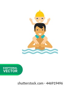 Swimming Father and Child Icon