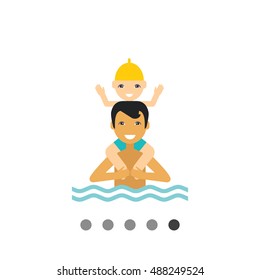 Swimming Father and Child Icon