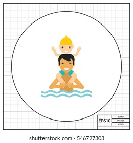 Swimming Father and Child Icon