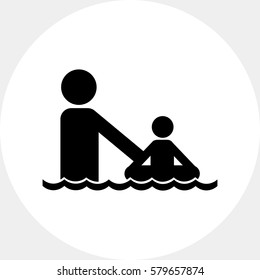 Swimming Father And Child Icon