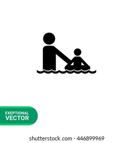 Swimming Father And Child Simple Icon