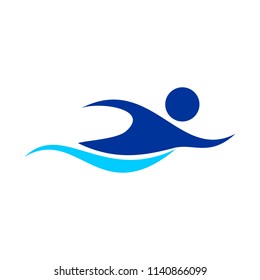 Swimming Figure Abstract Swoosh Symbol Design