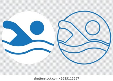 swimming figure icon isolated in white, black and blue colors. swimming figure outline vector icon from sports collection for web, mobile apps and ui EPS 10