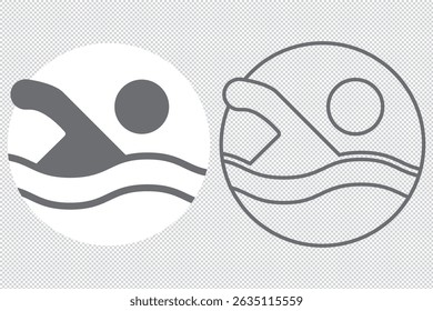 swimming figure icon isolated in white, black and blue colors. swimming figure outline vector icon from sports collection for web, mobile apps and ui EPS 10