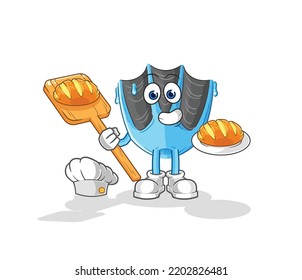 el panadero de aleta de baño con pan. vector de mascota de dibujos animados