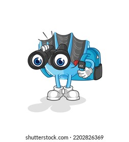 the swimming fin with binoculars character. cartoon mascot vector