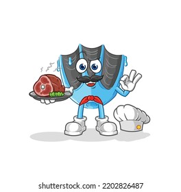 the swimming fin chef with meat mascot. cartoon vector