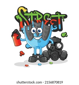 the swimming fin graffiti artist vector. cartoon character
