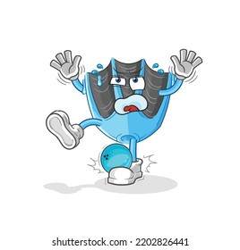 the swimming fin hiten by bowling cartoon. cartoon mascot vector