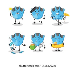 the swimming fin holiday character. cartoon mascot vector