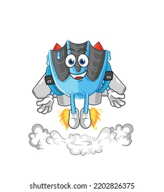 the swimming fin with jetpack mascot. cartoon vector