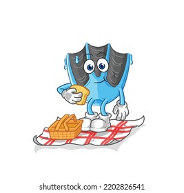 the swimming fin on a picnic cartoon. cartoon mascot vector