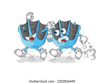 the swimming fin play chase cartoon. cartoon mascot vector