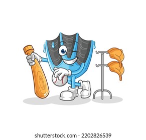 the swimming fin playing baseball mascot. cartoon vector