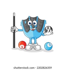 the swimming fin plays billiard character. cartoon mascot vector