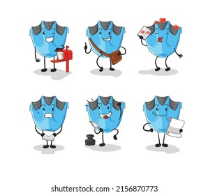el carácter de juego de pósters de fin de baño. vector de mascota de dibujos animados