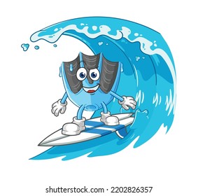 the swimming fin surfing character. cartoon mascot vector