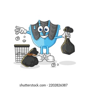 the swimming fin Throw garbage mascot. cartoon vector