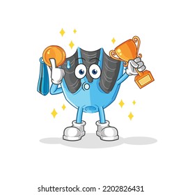 the swimming fin winner with trophie. cartoon character