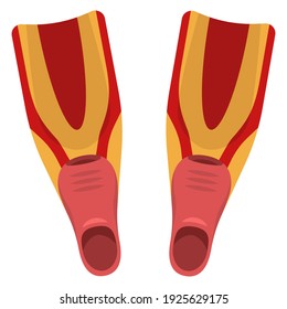 Swimming fins in cartoon style. Equipment for outdoor activities.