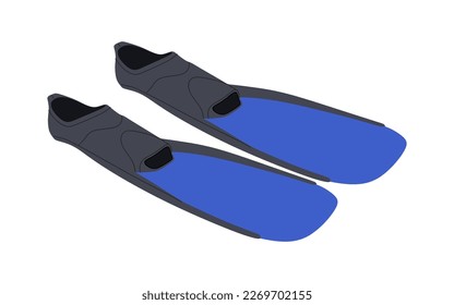 Swimming fins in flat style illustration. Accelerate the pace of swimming. Diving gear isolated on white background. Things you need on the beach. Fins for swimming, Vector illustration