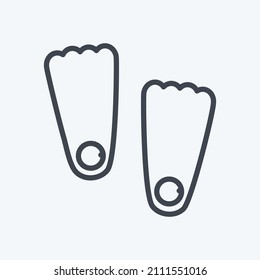 Swimming Fins Icon in trendy line style isolated on soft blue background