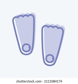 Swimming Fins Icon in trendy two tone style isolated on soft blue background