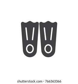 Swimming fins icon vector, filled flat sign, solid pictogram isolated on white. Flippers symbol, logo illustration.