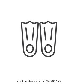 Swimming fins line icon, outline vector sign, linear style pictogram isolated on white. Flippers symbol, logo illustration. Editable stroke