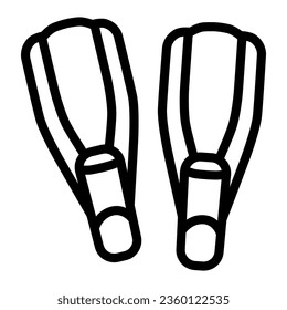 Swimming fins line icon, underwater sport concept, Pair of flippers sign on white background, diving fins icon in outline style for mobile concept and web design. Vector graphics