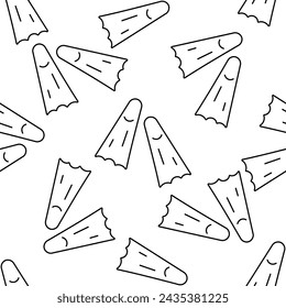 Swimming fins. Professional Diving Suit. Summer Sports Seamless Pattern Background. water, studying the seabed. Print for children's and adult clothing. line doodle coloring relax children paper